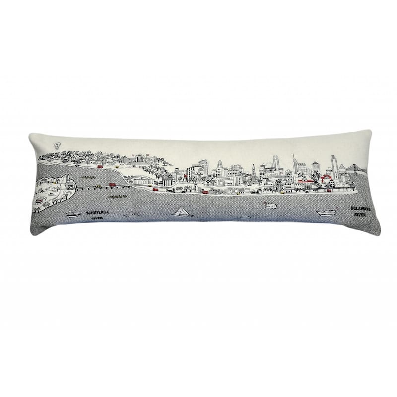 HomeRoots 46" White Philadelphia Daylight Skyline Lumbar Decorative Pillow