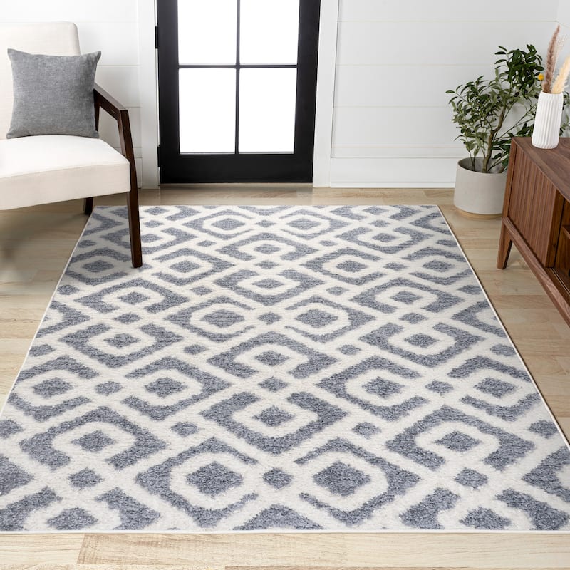JONATHAN Y Monique Tropical Leaves Area Rug - 4 X 6 - Cream/Gray