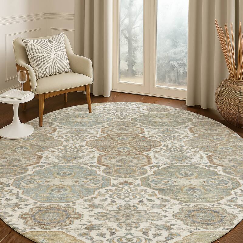 Machine Washable Indoor/ Outdoor Traditional Tracey Chantille Rug