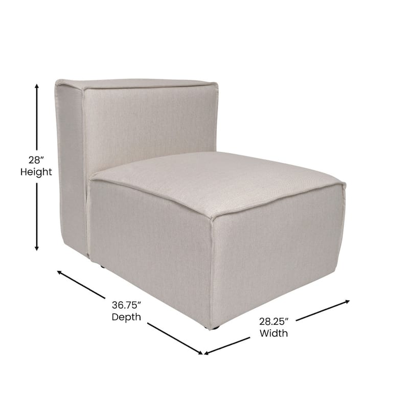Contemporary Modular Sectional Sofa Armless Middle Chair - 36.75"D x 28.25"W x 28"H