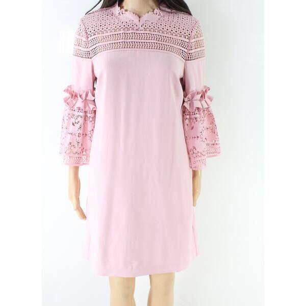 Shop Ted Baker Pink Women S Size 2 Ruffle Trim Lace Shift Dress