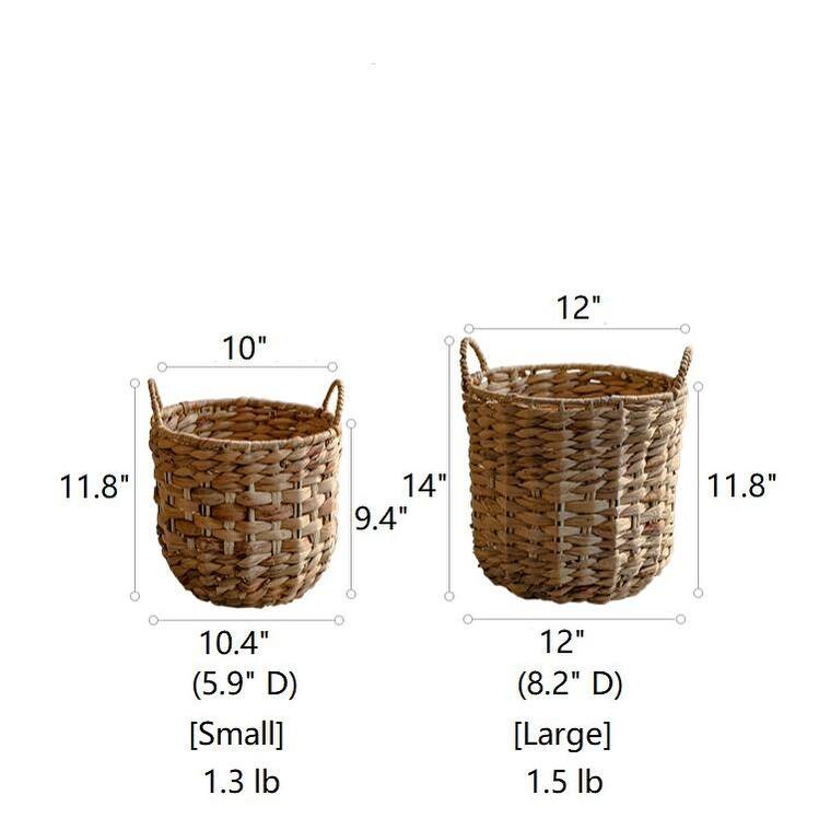 RusticReach Natural Straw Round Basket with Handles - Large