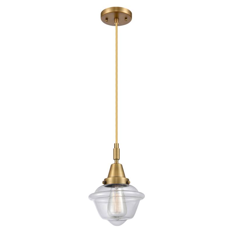Innovations Lighting Downtown Urban - Caden Oxford - 1 Light 7" Cord Hung Mini Pendant - Brushed Brass/Clear Shade