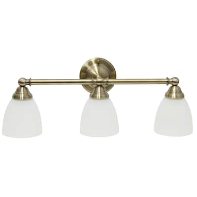 25 in. 3 Light Metal and Translucent Glass Shade Vanity