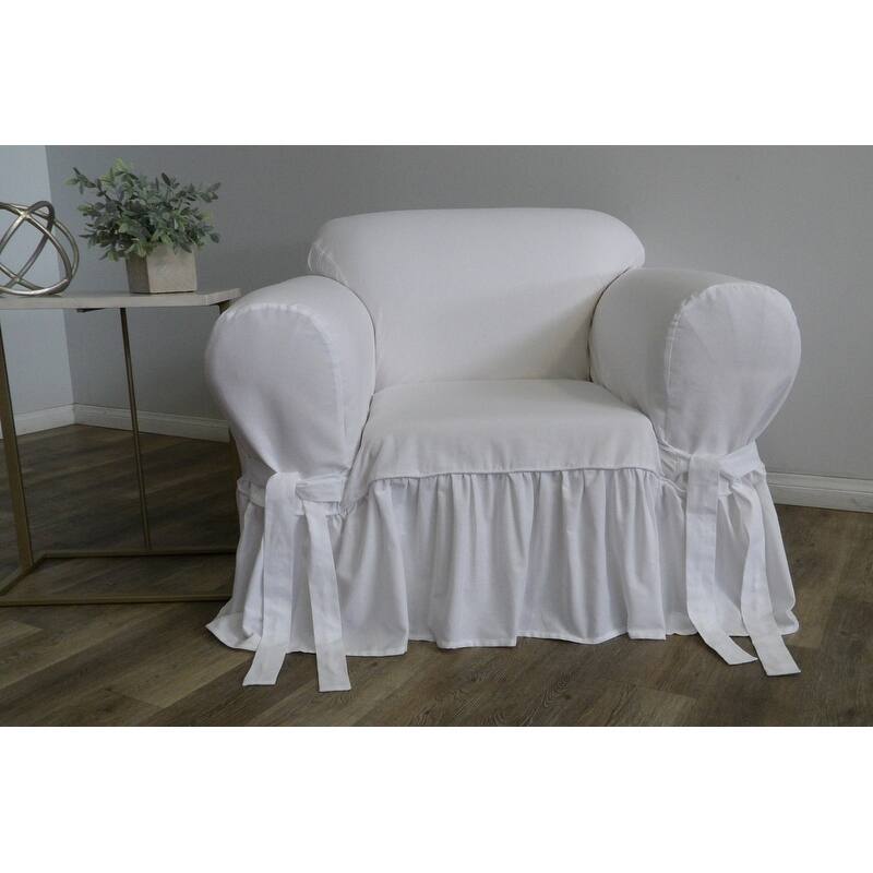 Ruffled Cotton Arm Chair Slipcover