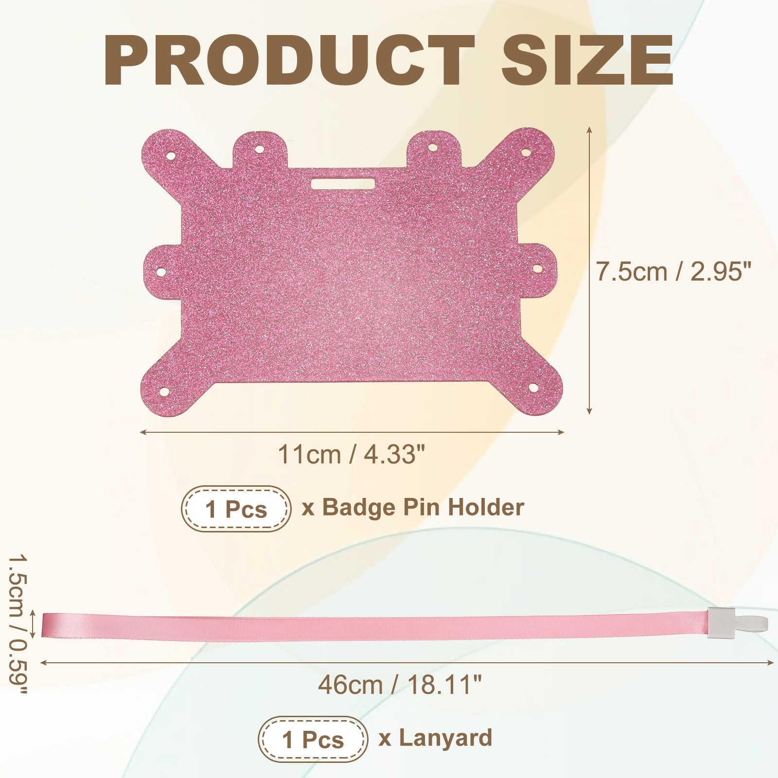 Badge Pin Holder, Acrylic Display Badge Adapter Horizontal Card Accessories with Lanyard for Employees ID Cards