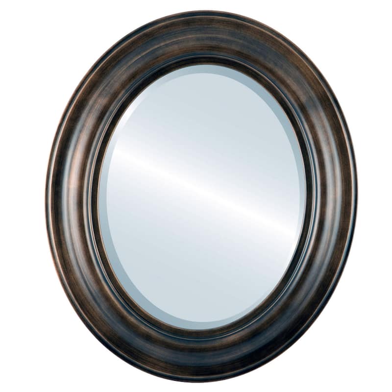 Lancaster Framed Oval Mirror in Rubbed Bronze - Antique Bronze