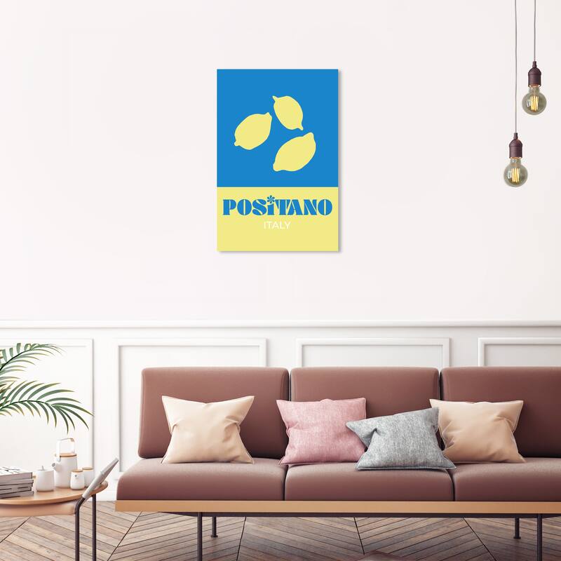 Wynwood Studio Canvas World and Countries Travel to Positano Blue and Modern & Contemporary Wall Art Canvas Print