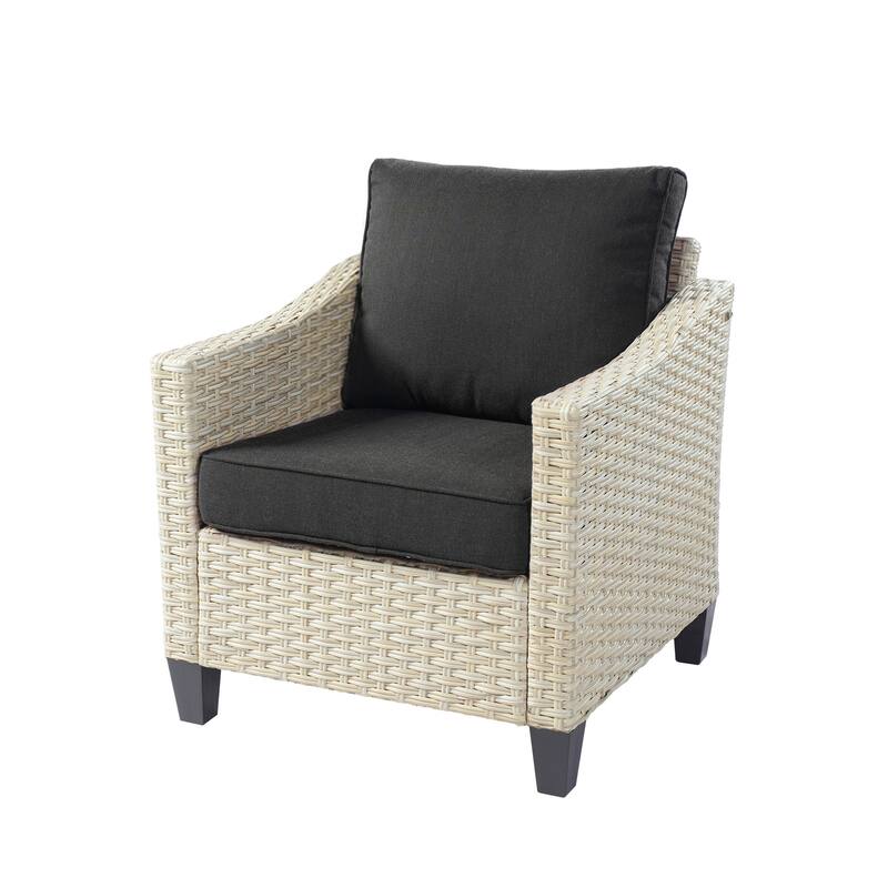 HOOOWOOO Outdoor Patio 7-piece Furniture Rattan Curved Backrest Seating Set