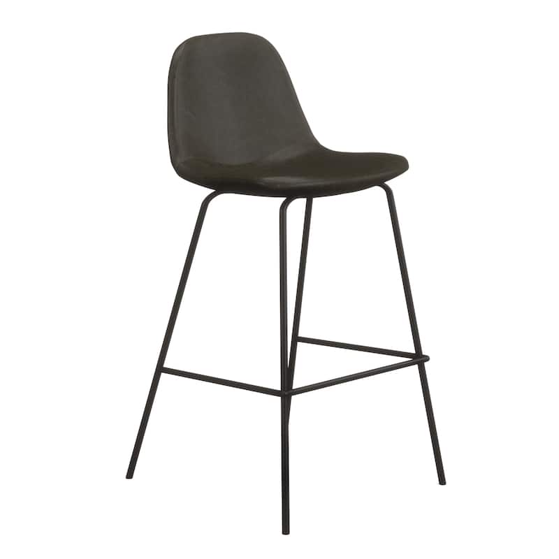 Maxine Vegan Leather Counter Height Stools Black Legs (Set of 2) - Midnight Vegan Leather