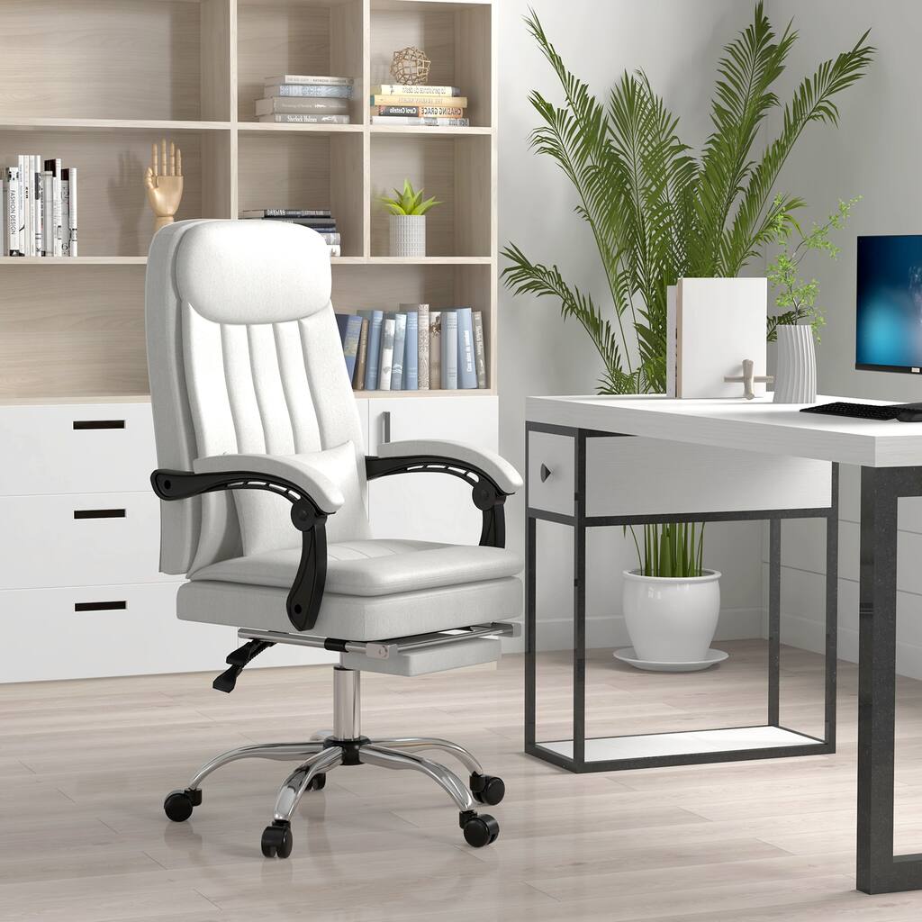 Vinsetto Microfibre Vibration Massage Office Chair, Heated Reclining Computer Chair with Footrest