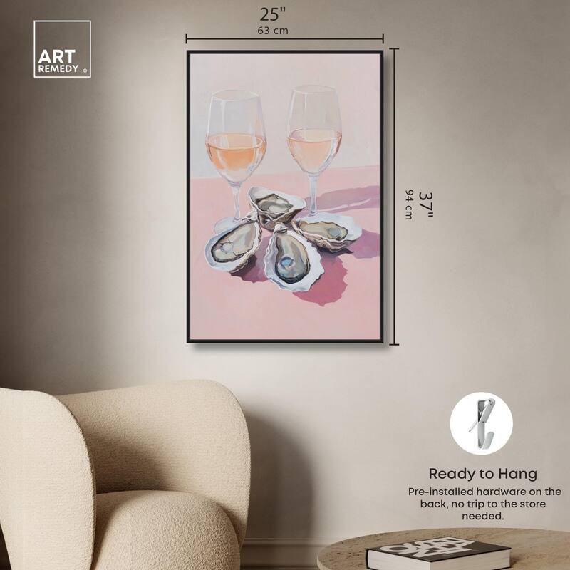 Oysters and Rose Wine Canvas by Art Remedy