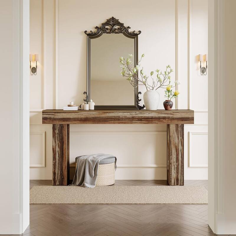 63" Wooden Console Table, Rectangular Sofa Table for Behind Couch, Entryway, HallwayLiving Room