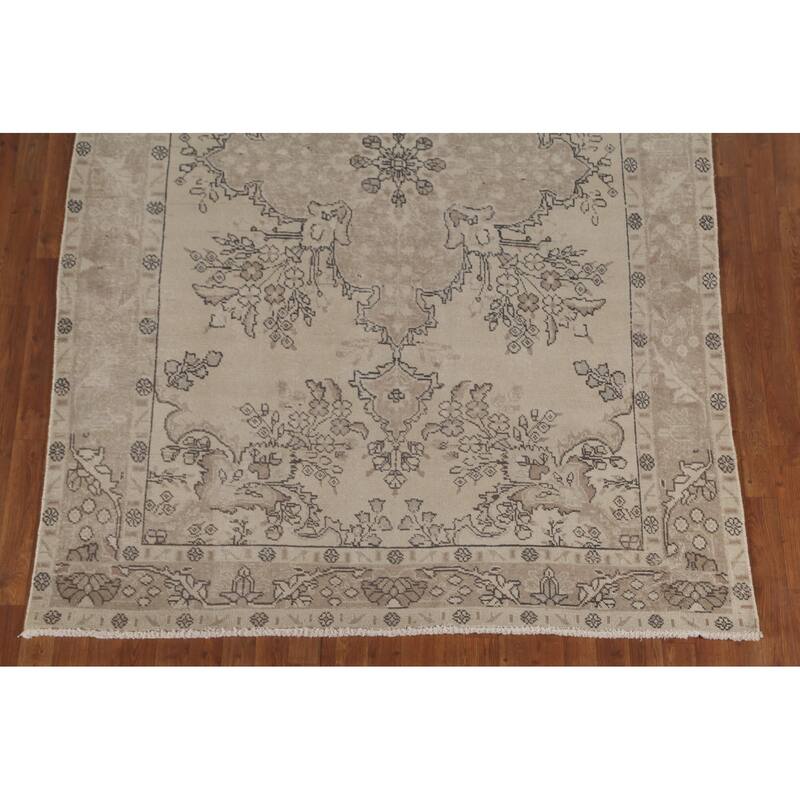 Distressed Tabriz Persian Vintage Rug Handmade Wool Carpet - 6'2"x 9'4"