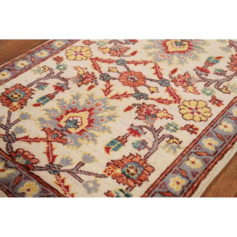 Floral Kazak Oriental Foyer Rug Hand-Knotted Wool Carpet - 2'0" x 3'0"