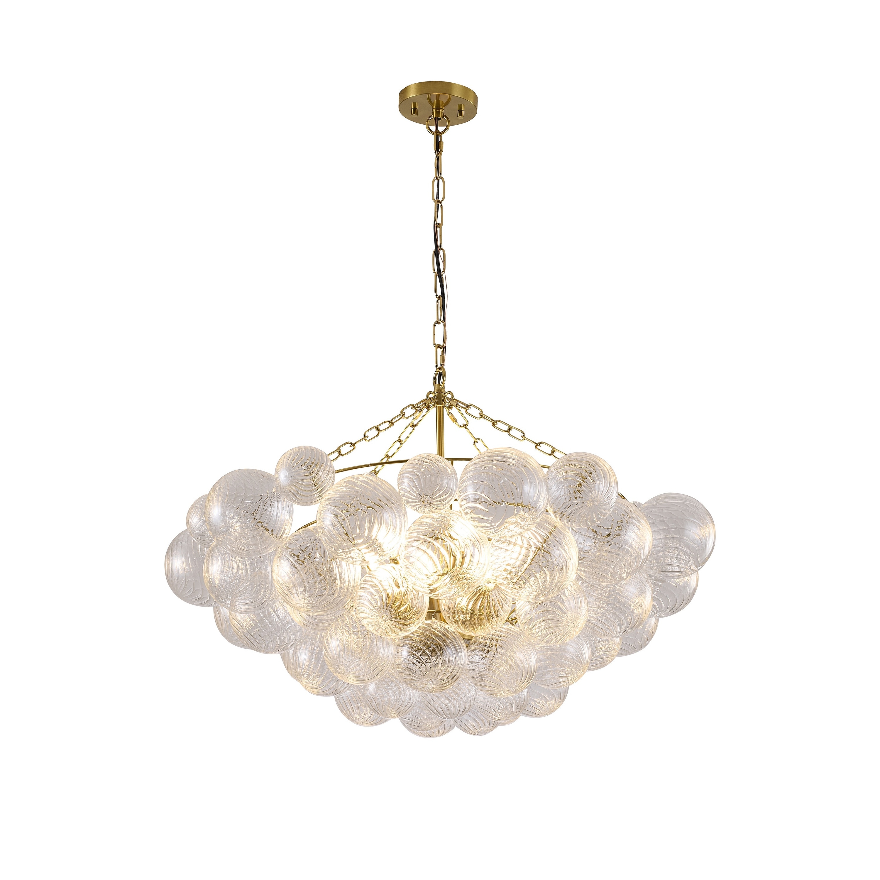 Transitional 12-Light Brass Glass Swirl Chandelier