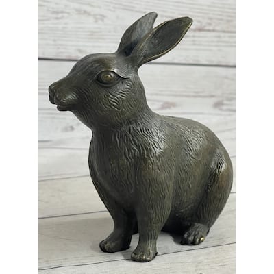Vintage Austrian Vienna Bronze Sitting Bunny Imitative Rabbit Figurine Statue Garden Decor