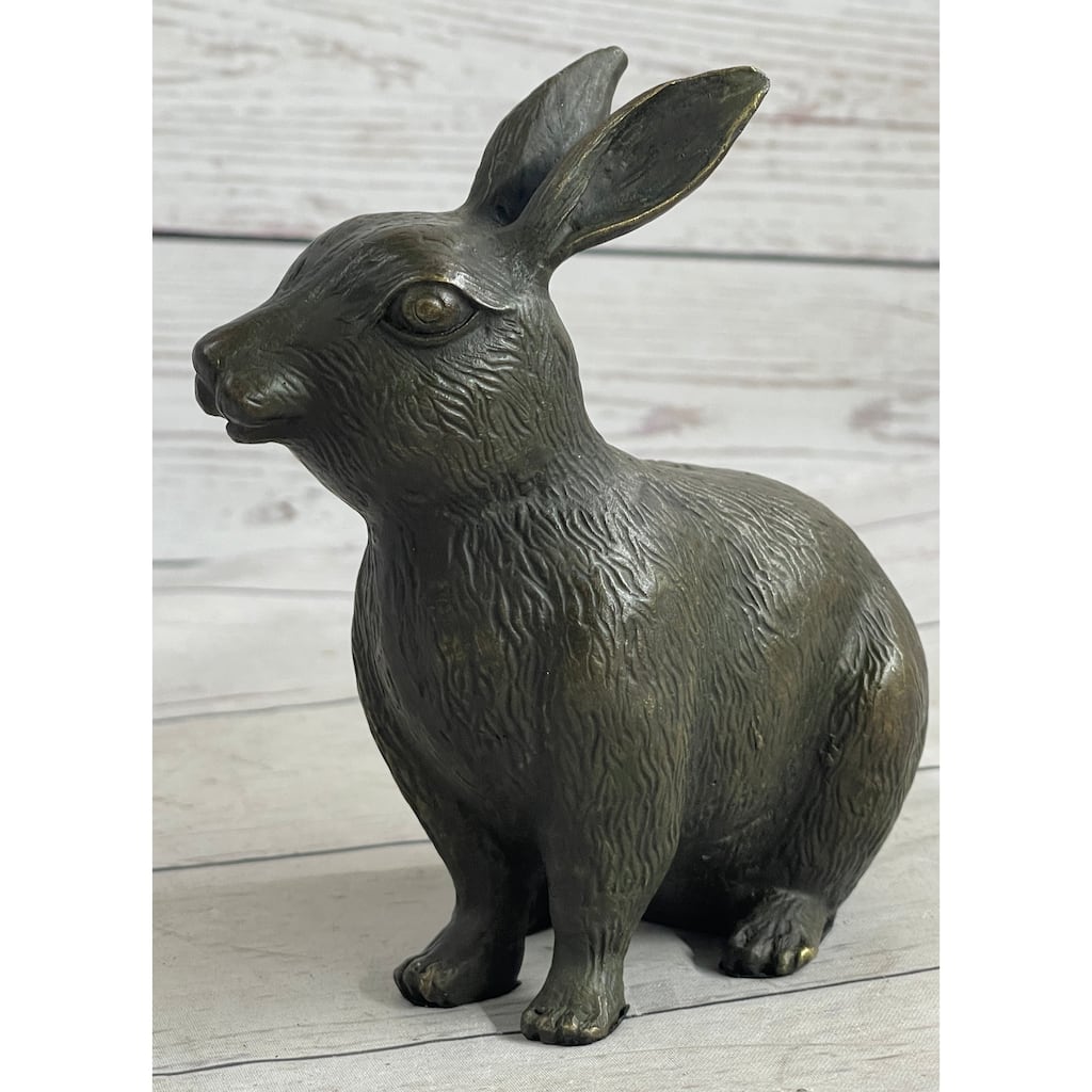 Vintage Austrian Vienna Bronze Sitting Bunny Imitative Rabbit Figurine Statue Garden Decor