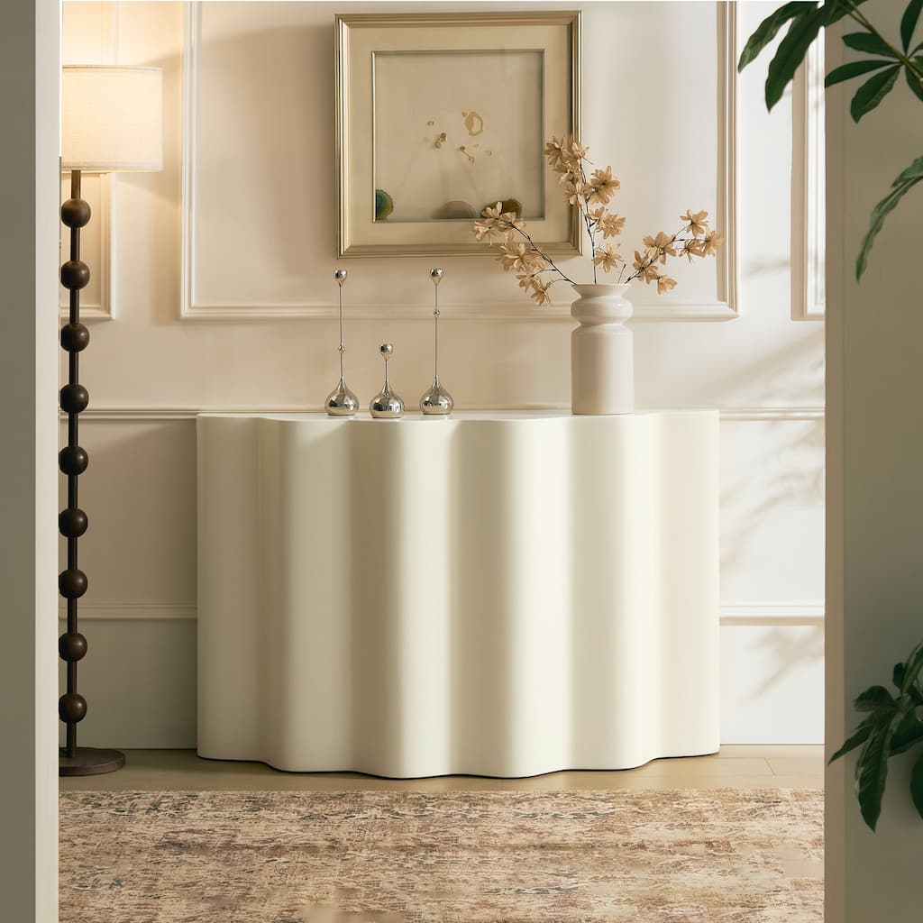 47.24 Inch Fiberglass Entryway Table for Living Room,Narrow Console Table, Modern Wavy Design Sofa Table Entrance Table