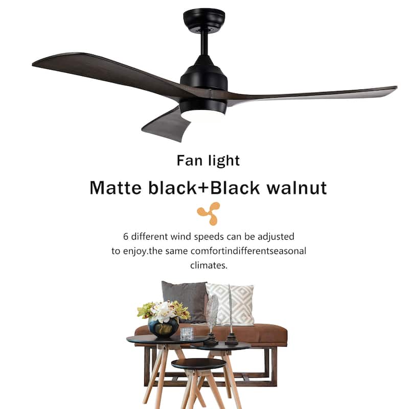 Sofucor 52 Inch Quiet Ceiling Fan with 3 Solid Wood Blades,Light & Remote,Reversible Ceiling Fan,for Patio Living Room,Bedroom
