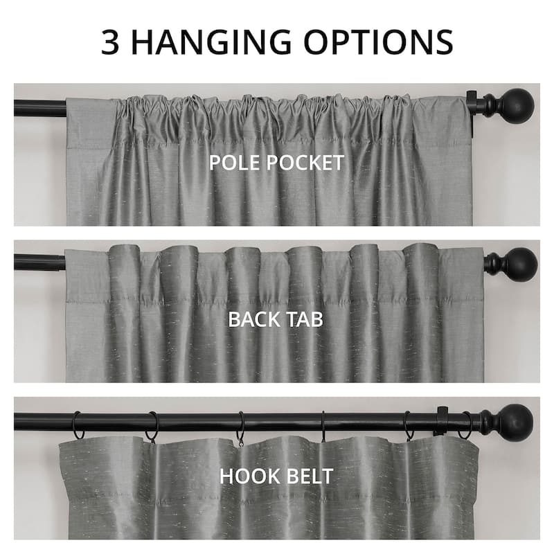 Exclusive Fabric Storm Grey Faux Textured Dupioni Silk Curtains (1 Panel)