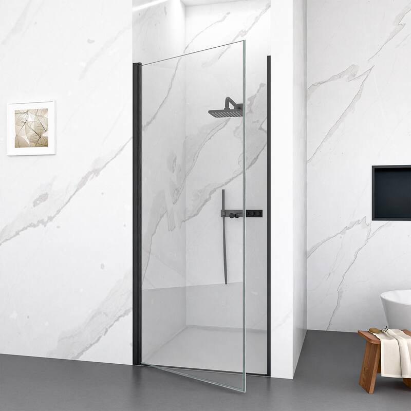 24" W x 72" H Semi-Frameless Circular Pivot Shower Door With 1/4" (6mm) Thick SGCC Tempered Glass