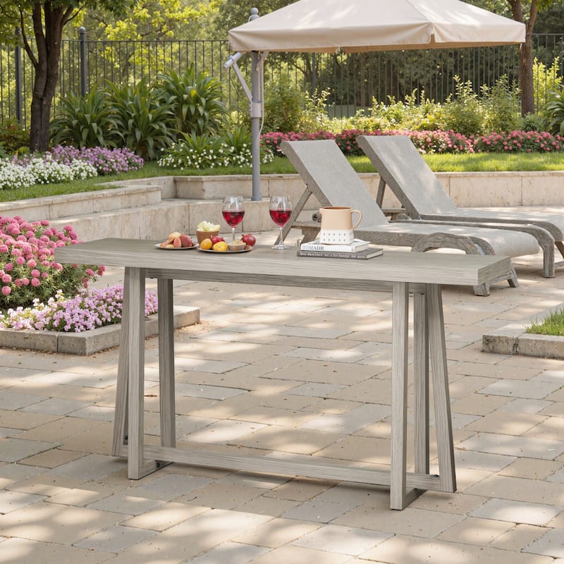 GDFStudio Theryn Magnesium Oxide Console Table with Wood Grain Design and Versatile Use