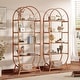 preview thumbnail 4 of 16, 5 Tiers Arched Bookcase Bookshelf, 70.8 Inches Tall Storage Shelves with Metal Frame Bright Brown - 2PCS