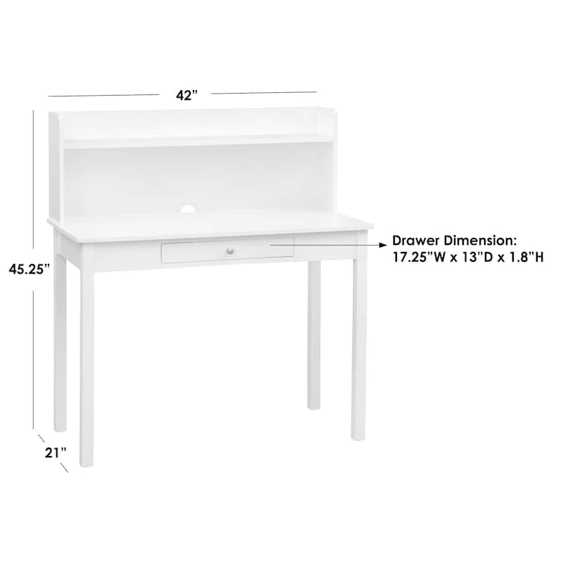 Simple Living Foster White MDF Desk with hutch