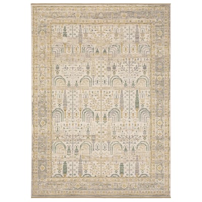 Adelaide Tree of Life Traditional Beige/ Green Wool Blend Area Rug-