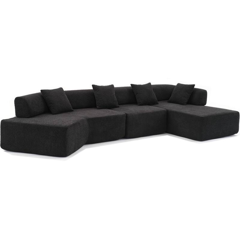 140" L-Shape Cloud Sectional Couch w/ Chaise, Modern Modular Sofa with Deep Seat, Upholstered Couches No Assembly Required