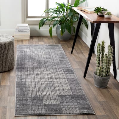 Jaden Tonal Abstract Grey Area Rug - 2'7" x 7'6" Runner