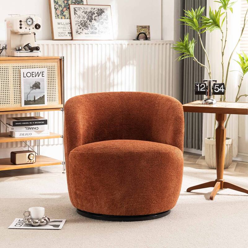 Swivel Accent Chair, Furry Round Barrel Chair