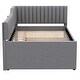 preview thumbnail 30 of 46, Daybed Captain Bed Upholstered Bed with Trundle and 3 Drawers, Elegance Stripe Design L-Shaped Upholstered Daybed Platform Bed