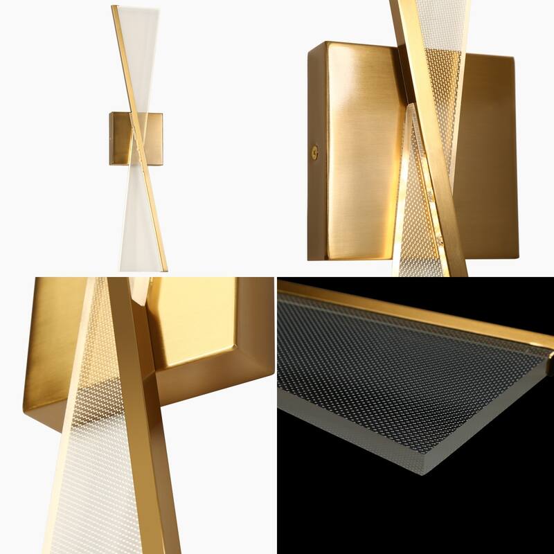 Modern LED Linear X Frame Glam Wall Sconce with Acrylic shade for Dining Room Mirror