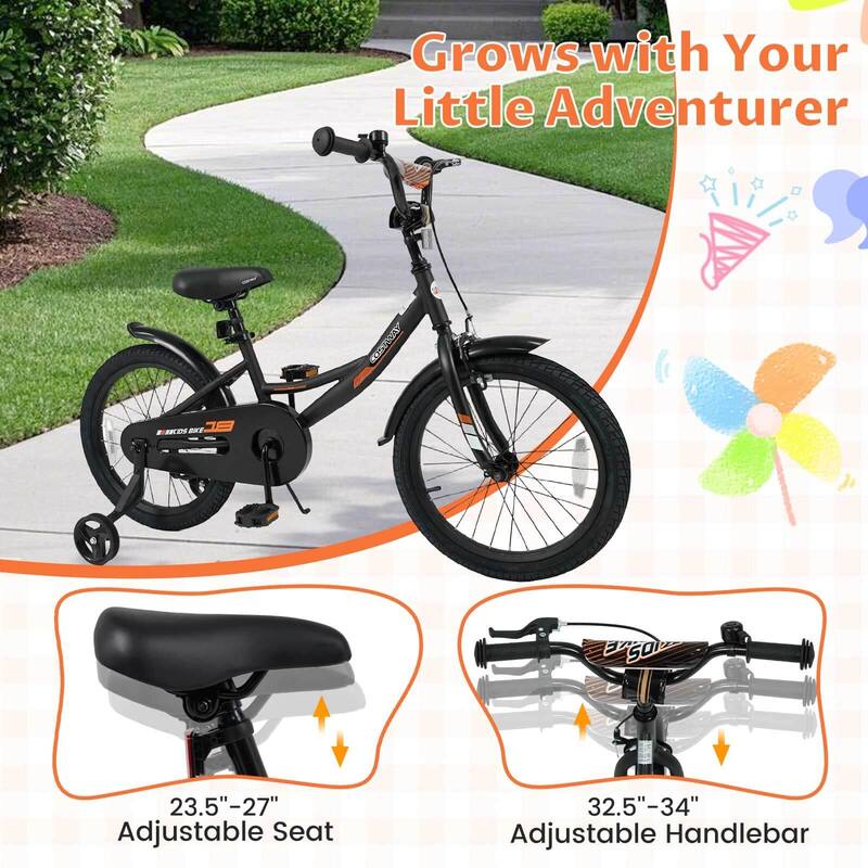 Costway 14" Kids Bike with Removable Training Wheels Adjustable Seat & - See Details
