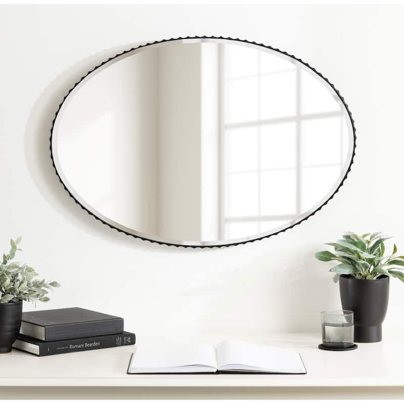 Kate and Laurel Elmora Fluted Oval Wall Mirror