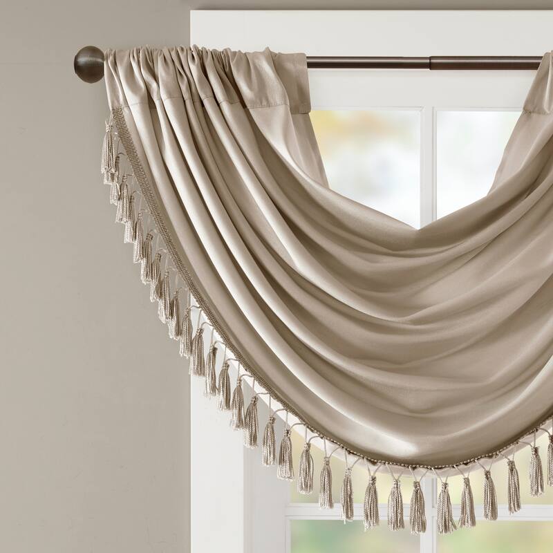Madison Park Juline Faux Silk Waterfall Embellished Valance - 38 x 46"