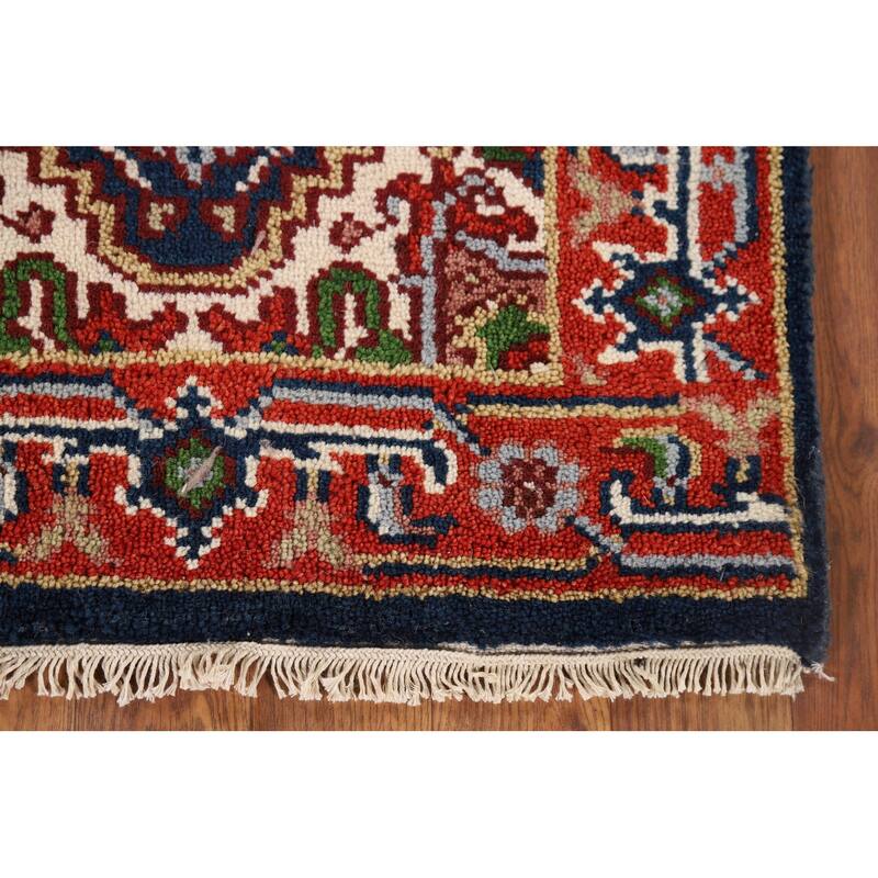 Geometric Heriz Serapi Indian Accent Rug Handmade Wool Carpet - 2'0" x 3'0"