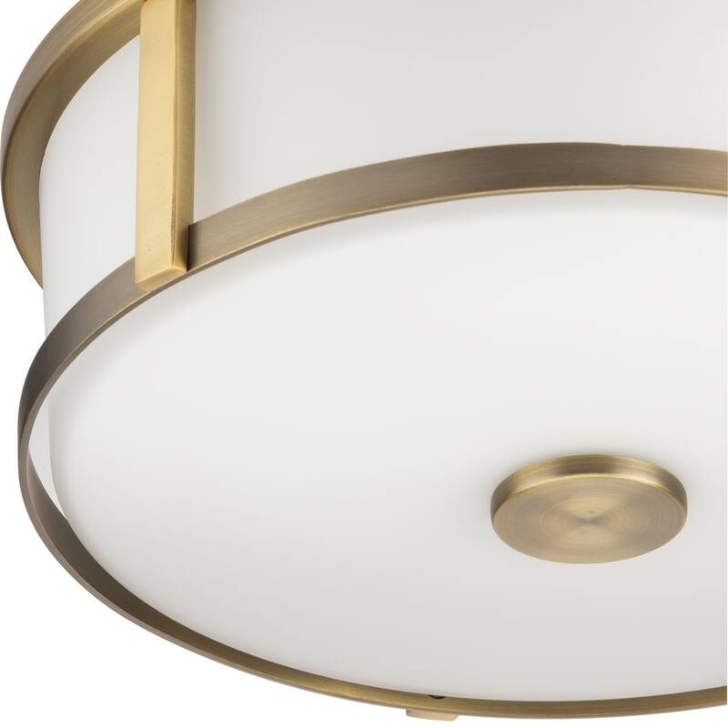 Gilliam Collection 12-5 8 in. Two-Light Vintage Brass New Traditional Flush Mount - 12.62 in x 12.62 in x 4.62 in