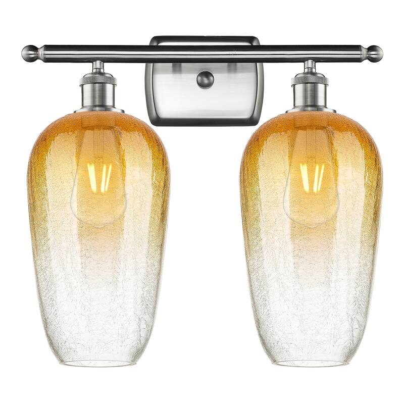 Innovations Lighting Endless Possibilities Ballston - Brookhaven Flute - 2 Light 17" Bath Vanity Light - Brushed Satin Nickel/Amber