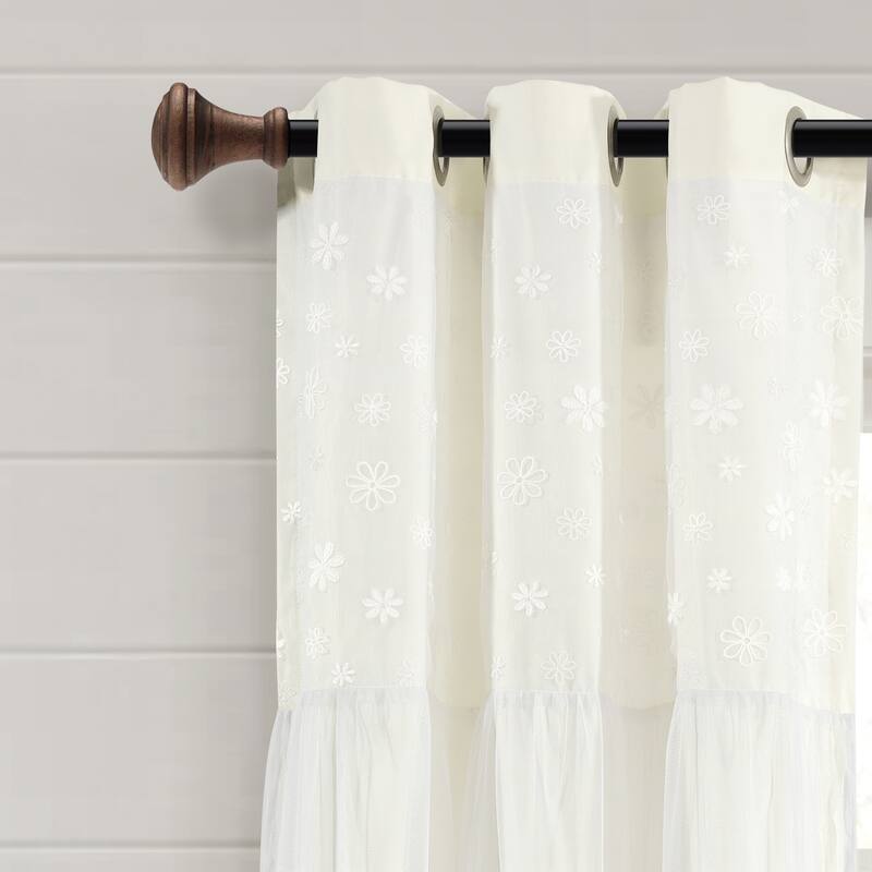 Lush Decor Dylin Flower Embroidery Window Curtain Panel Single