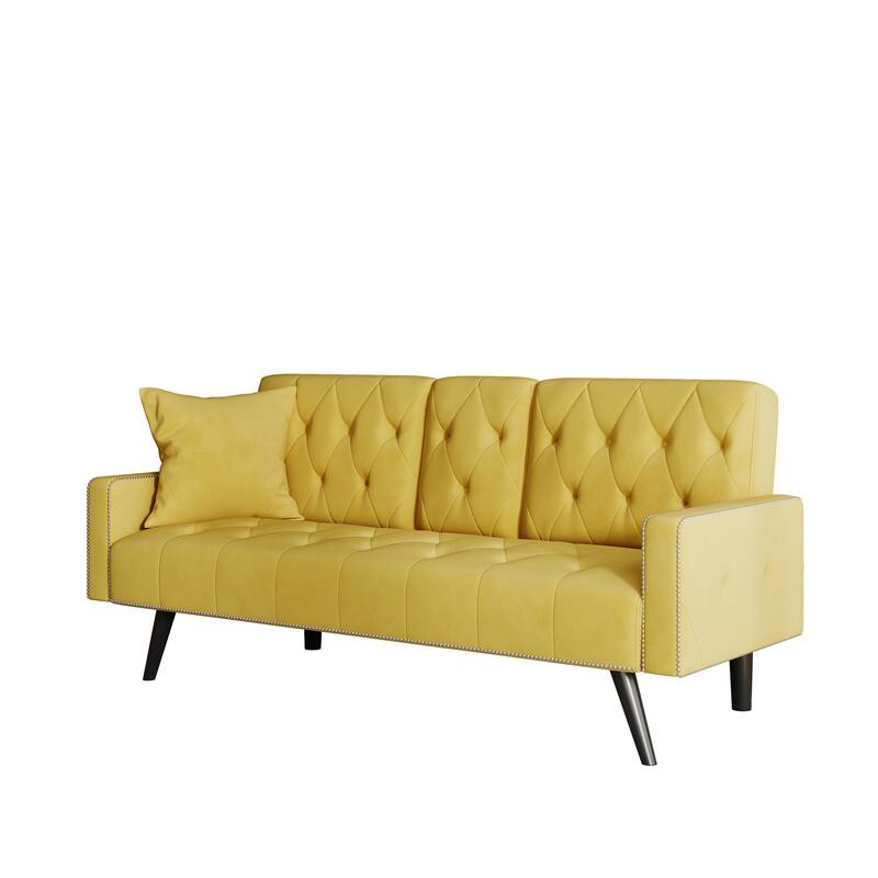 72 inch Velvet Sofa Bed With Two Cup Holders