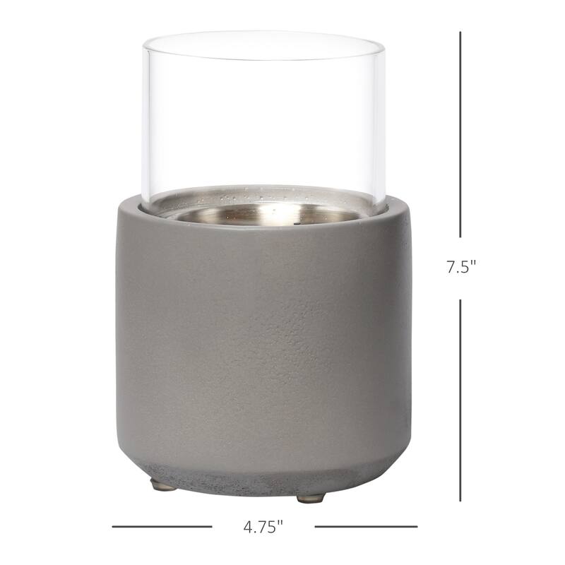 Tabletop Fireplace, Mini Concrete Ethanol Fire Bowl with Lid, Burns up with Liquid Alcohol and Solid Tablet Alcohol