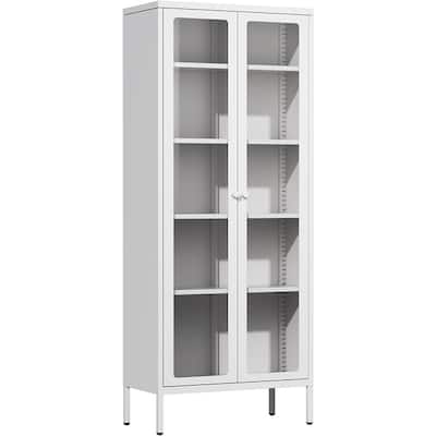 Kitchen Pantry Cabinet Glass Display Storage Buffet Sideboards with Glass Doors and 4 Adjustable Shelves