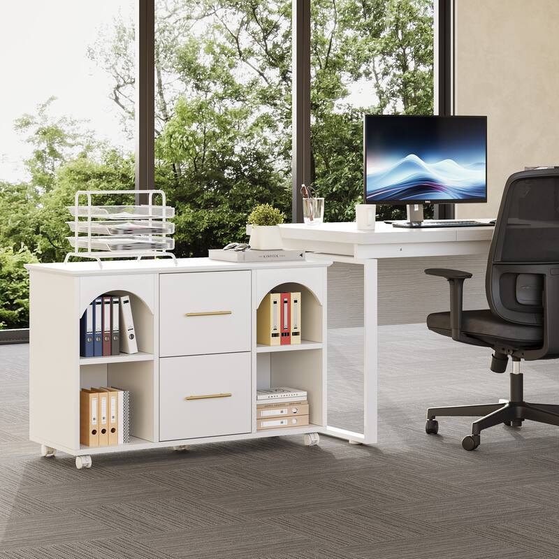 39.3'' Mobile File Cabinet for Home Office, 2 -Drawer, Fits A4/Letter Size