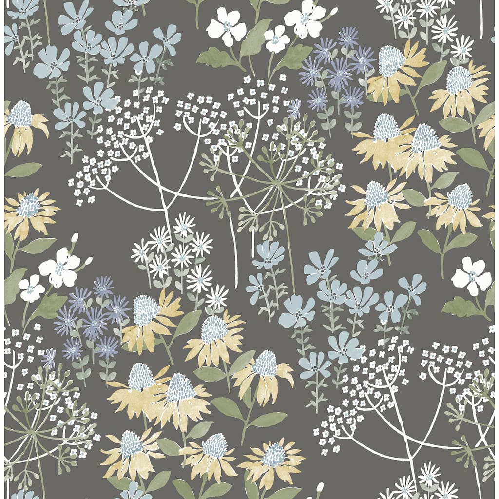 A-Street Prints Cultivate Grey Springtime Blooms Wallpaper
