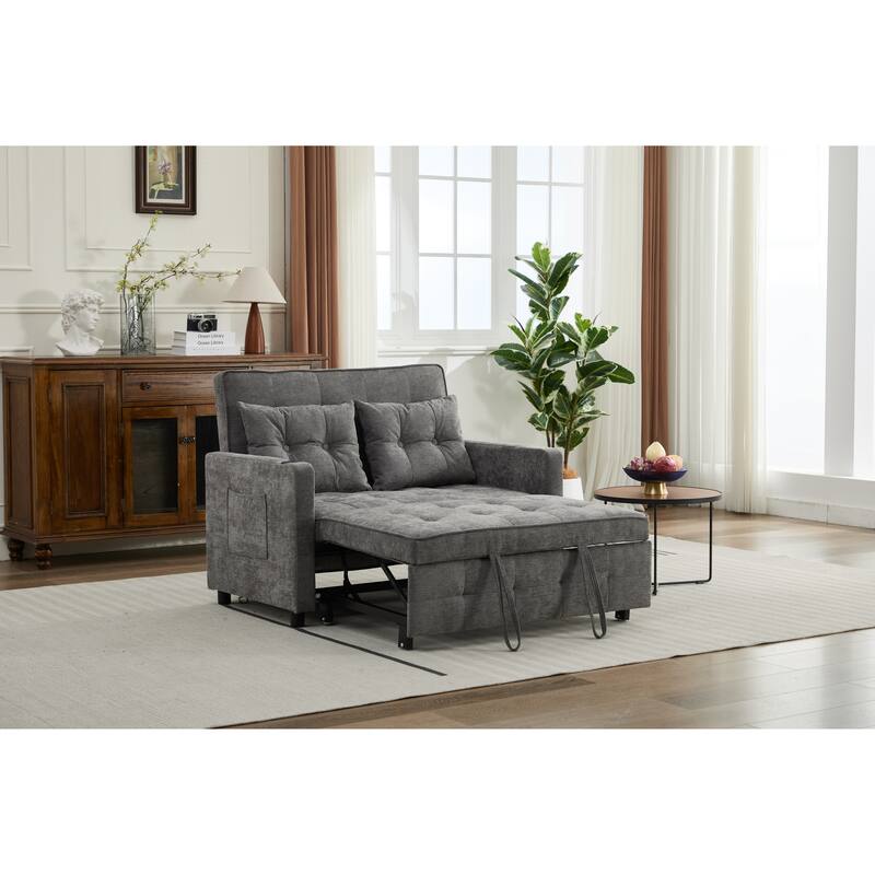 Pull-Out Sofa Bed Daybed, Lounge Chaise Loveseat with Adjustable Backrest, Convertible Sleeper Sofa with USB Charging
