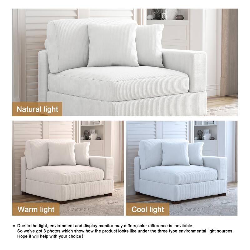 Modern Modular Sectional Sofa Corduroy Chaise Lounges