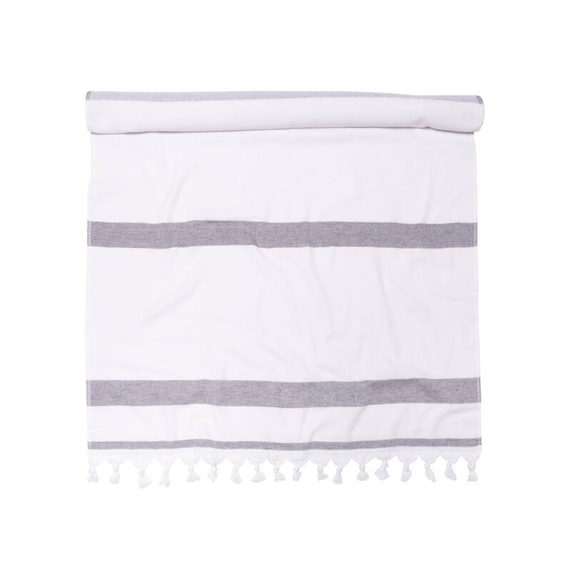 Superior Kai Stripe Fouta Beach Towel with Tassels - 35" x 68"